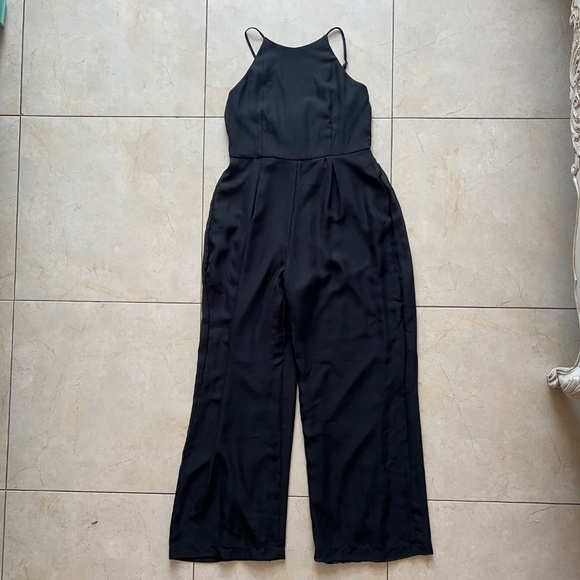 Black Boat Neck Collar Jumpsuit - Picture 1 of 5